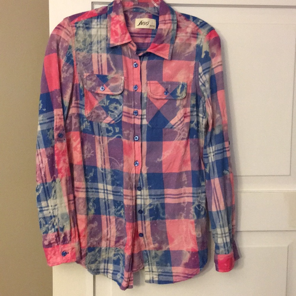 Distressed plaid shirt